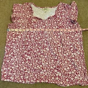 Style & Co Pink Floral Blouse with a Butterfly Cap Sleeve - Large